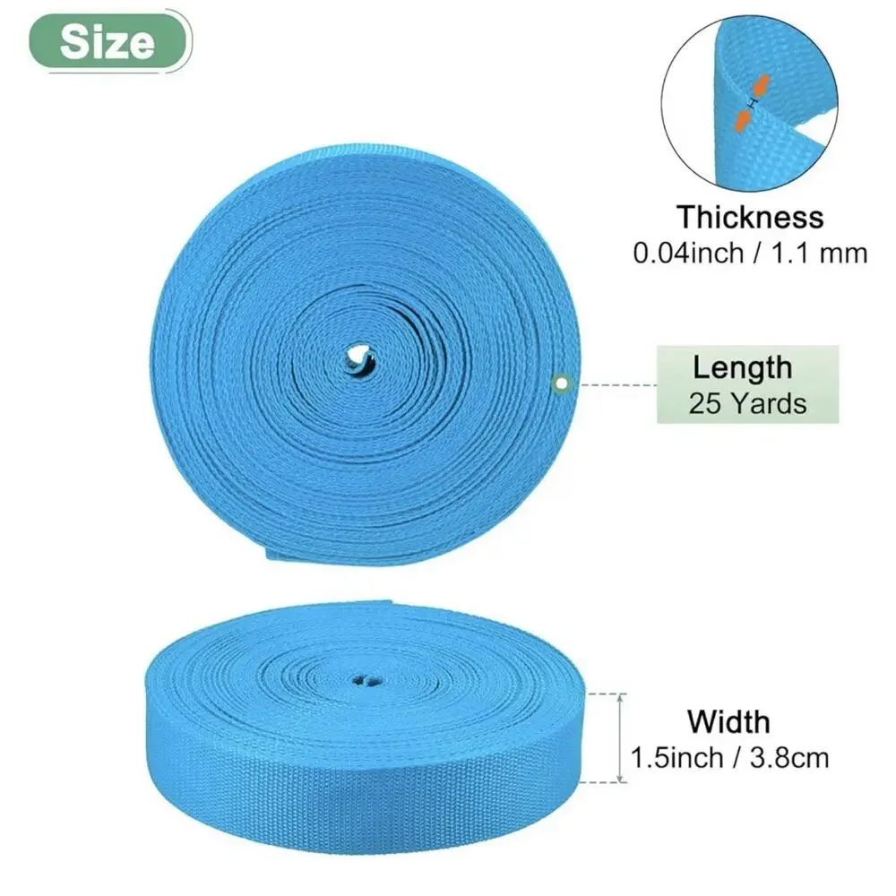 METERXITY Polypropylene Webbing, 25 Yards 1.5 Inch Durable Poly Strapping Blue
